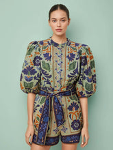 Bubble Sleeve Printed Two Piece Set